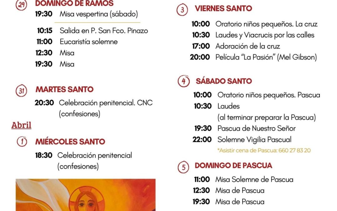 HORARIOS SEMANA SANTA